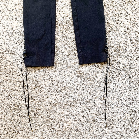 Anthropologie The Essential Slim Lace Up Trousers in Black size 0 - Picture 8 of 14